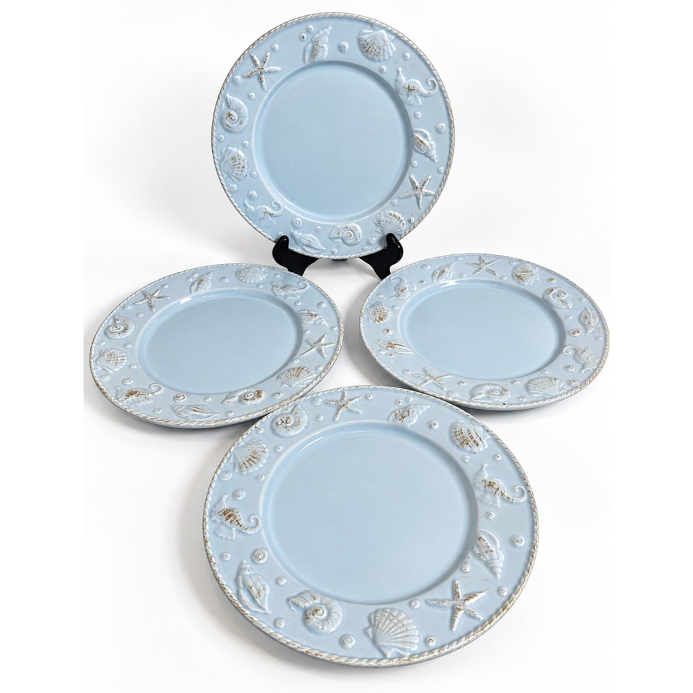 Nantucket Home NHM5 Starfish Seashell Dinner Plates Set 4 Coastal Beach retired